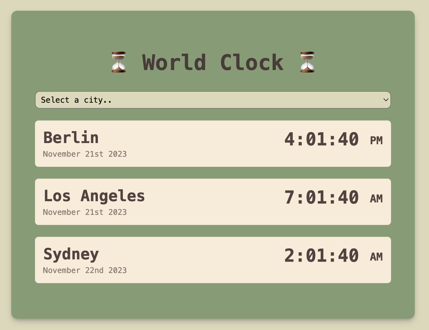 world-clock page